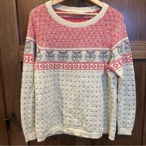 Woolrich Red and Cream Patterned Sweater